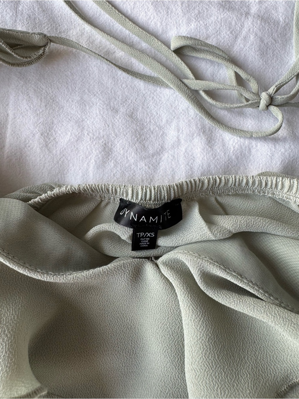 Dynamite Open Back Halter Ruffle Top Sage Green - Picture 3 of 6